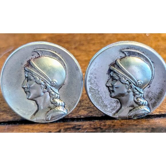 Vintage Roman Centurion Soldier Brass Cuff Links - Picture 6 of 8